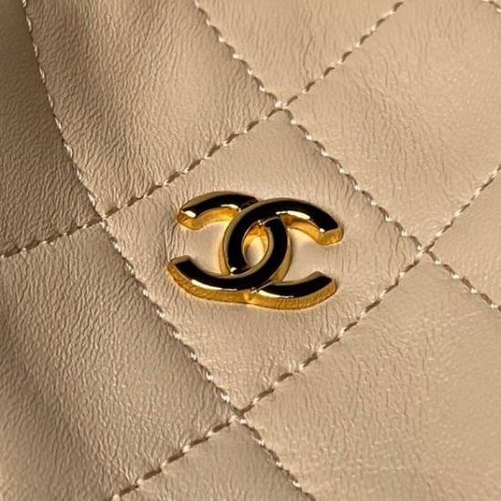 Replica Borsa a secchiello trapuntata Chanel 25 con coulisse AP5317 Albicocca False Online