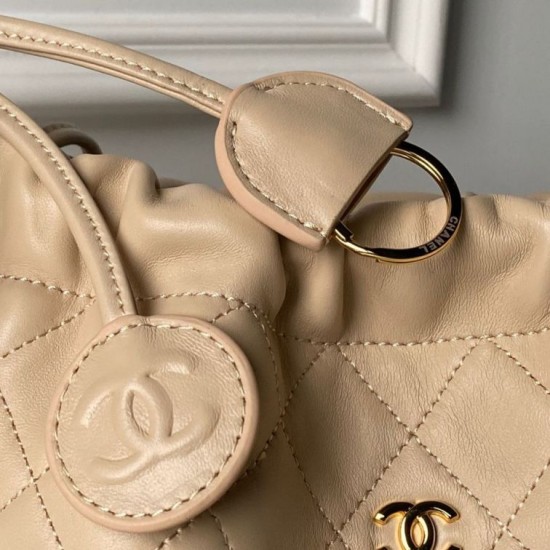 Replica Borsa a secchiello trapuntata Chanel 25 con coulisse AP5317 Albicocca False Online