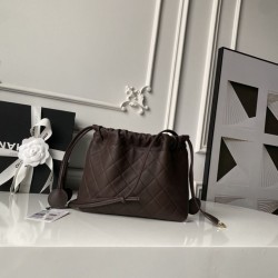 Replica Borsa a secchiello trapuntata Chanel 25 con coulisse AP5317 Caffè False Online
