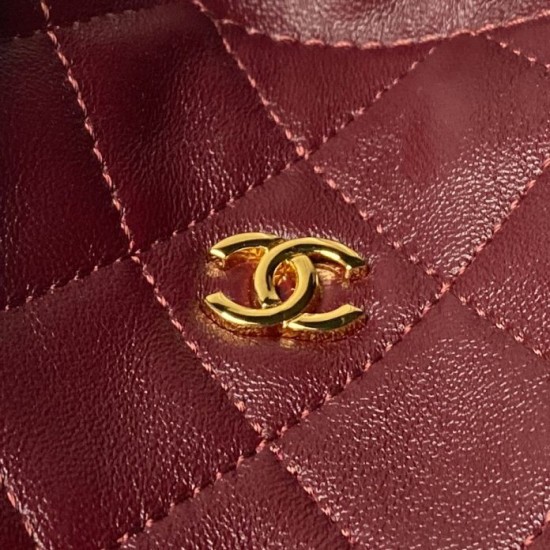 Replica Borsa a secchiello trapuntata Chanel 25 con coulisse AP5317 Borgogna False Online
