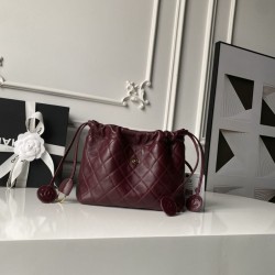 Replica Borsa a secchiello trapuntata Chanel 25 con coulisse AP5317 Borgogna False Online