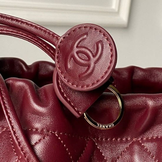 Replica Borsa a secchiello trapuntata Chanel 25 con coulisse AP5317 Borgogna False Online