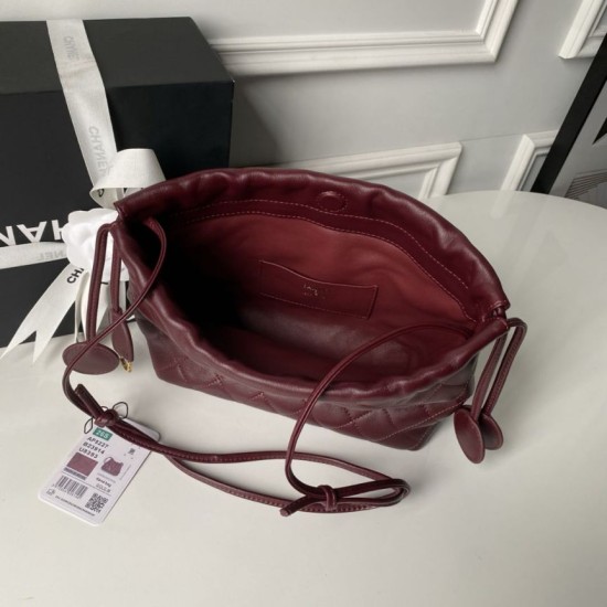 Replica Borsa a secchiello trapuntata Chanel 25 con coulisse AP5317 Borgogna False Online