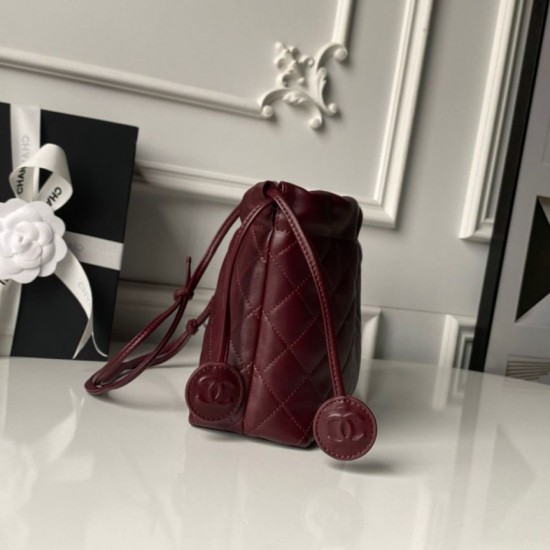 Replica Borsa a secchiello trapuntata Chanel 25 con coulisse AP5317 Borgogna False Online