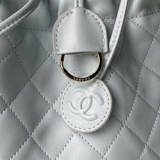 Replica Borsa a secchiello trapuntata Chanel 25 con coulisse AP5317 Blu False Online