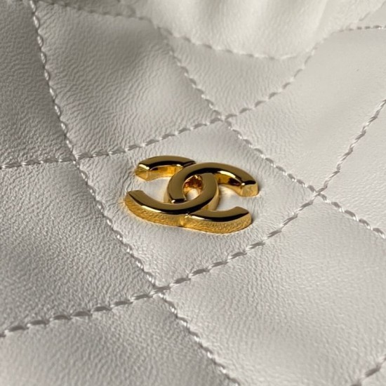 Replica Borsa a secchiello trapuntata Chanel 25 con coulisse AP5317 Bianca False Online