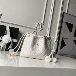 Replica Borsa a secchiello trapuntata Chanel 25 con coulisse AP5317 Bianca False Online