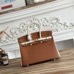 Replica Borsa Hermès Birkin 25cm/30cm bicolore pelle Togo Marrone/Bianco False Online