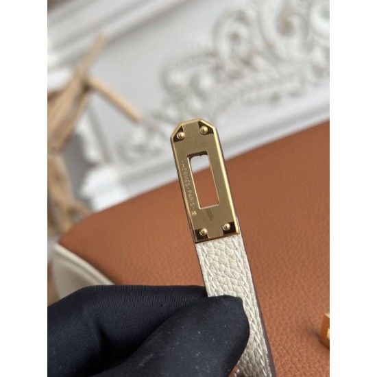 Replica Borsa Hermès Birkin 25cm/30cm bicolore pelle Togo Marrone/Bianco False Online