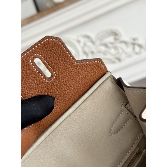 Replica Borsa Hermès Birkin 25cm/30cm bicolore pelle Togo Marrone/Bianco False Online