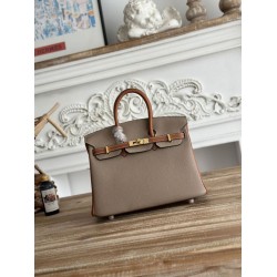 Replica Borsa Hermès Birkin 25cm/30cm bicolore pelle Togo Marrone/Grigio False Online