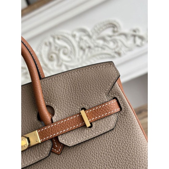Replica Borsa Hermès Birkin 25cm/30cm bicolore pelle Togo Marrone/Grigio False Online