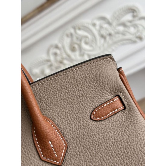 Replica Borsa Hermès Birkin 25cm/30cm bicolore pelle Togo Marrone/Grigio False Online