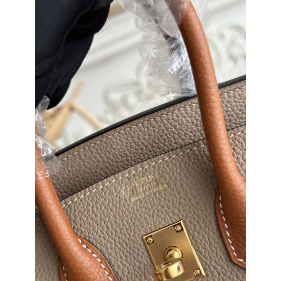 Replica Borsa Hermès Birkin 25cm/30cm bicolore pelle Togo Marrone/Grigio False Online