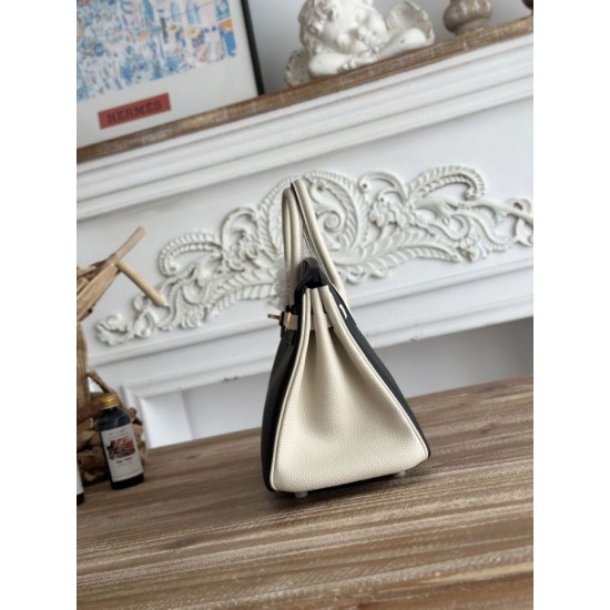 Replica Borsa Hermès Birkin 25cm/30cm bicolore pelle Togo Nero/Bianco False Online