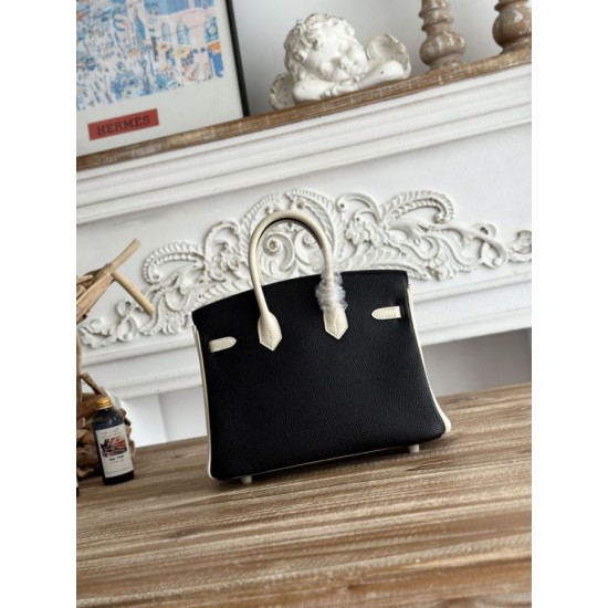 Replica Borsa Hermès Birkin 25cm/30cm bicolore pelle Togo Nero/Bianco False Online