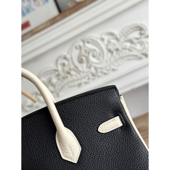 Replica Borsa Hermès Birkin 25cm/30cm bicolore pelle Togo Nero/Bianco False Online