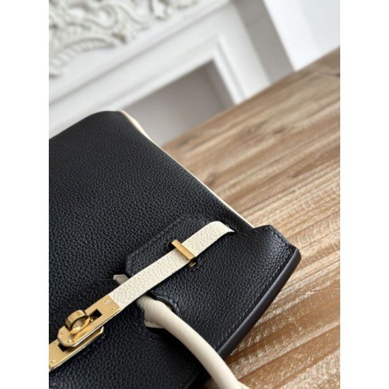 Replica Borsa Hermès Birkin 25cm/30cm bicolore pelle Togo Nero/Bianco False Online