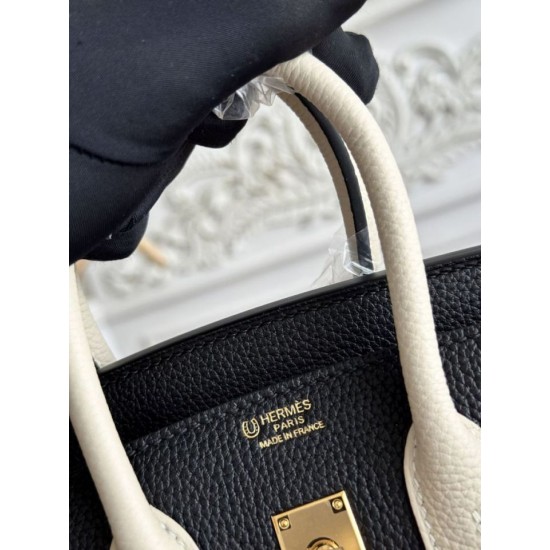 Replica Borsa Hermès Birkin 25cm/30cm bicolore pelle Togo Nero/Bianco False Online