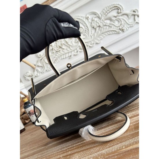 Replica Borsa Hermès Birkin 25cm/30cm bicolore pelle Togo Nero/Bianco False Online