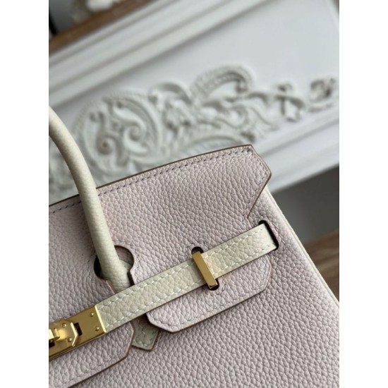 Replica Borsa Hermès Birkin 25cm/30cm bicolore pelle Togo Rosa/Bianco False Online