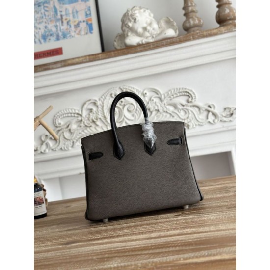 Replica Borsa Hermès Birkin 25cm/30cm bicolore pelle Togo Etoupe/Nero False Online