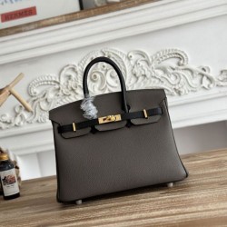 Replica Borsa Hermès Birkin 25cm/30cm bicolore pelle Togo Etoupe/Nero False Online