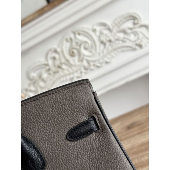 Replica Borsa Hermès Birkin 25cm/30cm bicolore pelle Togo Etoupe/Nero False Online