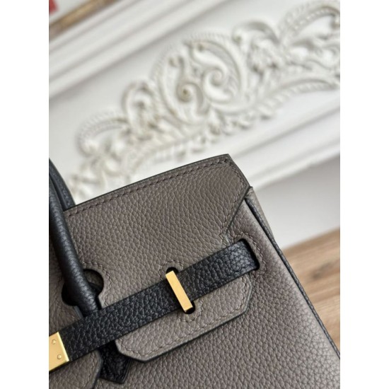 Replica Borsa Hermès Birkin 25cm/30cm bicolore pelle Togo Etoupe/Nero False Online