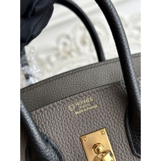 Replica Borsa Hermès Birkin 25cm/30cm bicolore pelle Togo Etoupe/Nero False Online