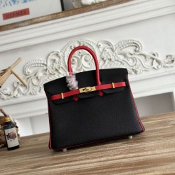 Replica Borsa Hermès Birkin 25cm/30cm bicolore pelle Togo Nero/Rosso False Online