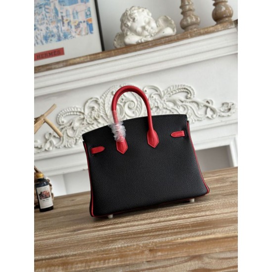 Replica Borsa Hermès Birkin 25cm/30cm bicolore pelle Togo Nero/Rosso False Online