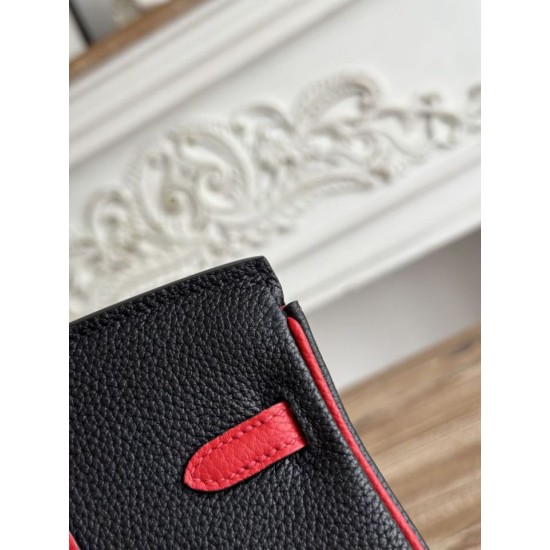 Replica Borsa Hermès Birkin 25cm/30cm bicolore pelle Togo Nero/Rosso False Online