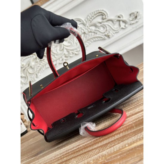 Replica Borsa Hermès Birkin 25cm/30cm bicolore pelle Togo Nero/Rosso False Online