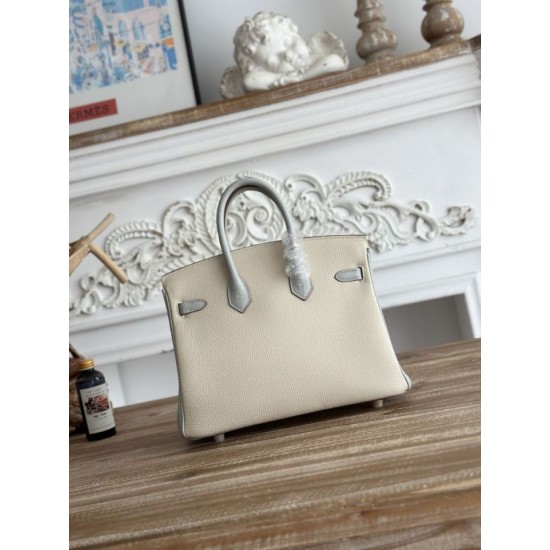Replica Borsa Hermès Birkin 25cm/30cm bicolore pelle Togo Bianco/Blu False Online