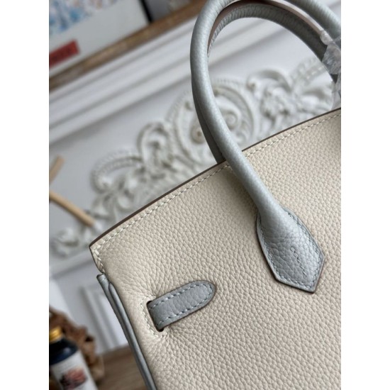Replica Borsa Hermès Birkin 25cm/30cm bicolore pelle Togo Bianco/Blu False Online