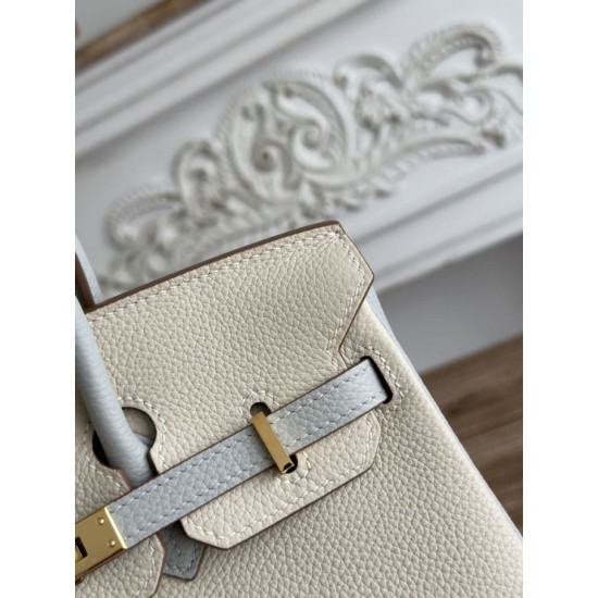 Replica Borsa Hermès Birkin 25cm/30cm bicolore pelle Togo Bianco/Blu False Online