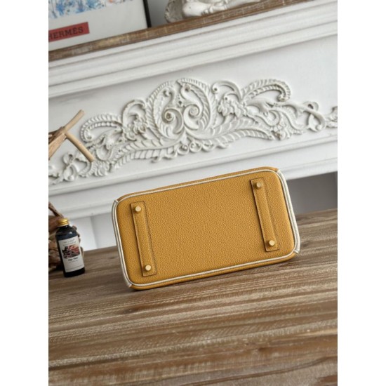 Replica Borsa Hermès Birkin 25cm/30cm bicolore pelle Togo Giallo/Bianco False Online