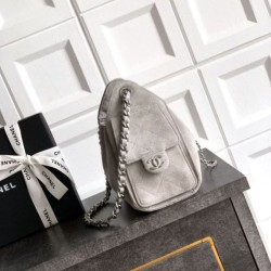 Qualità superiore Replica Borse Chanel 25 Mini Hobo AS5631 pelle di vitello scamosciata Grigio Imitazione Outlet