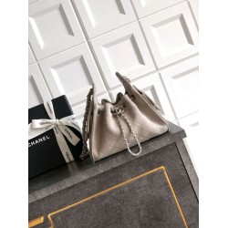 Qualità superiore Replica Borse Chanel 25 Mini Hobo AS5631 pelle di vitello scamosciata Grigio Imitazione Outlet