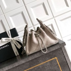 Qualità superiore Replica Borse Chanel 25 Mini Hobo AS5631 pelle di vitello scamosciata Grigio Imitazione Outlet