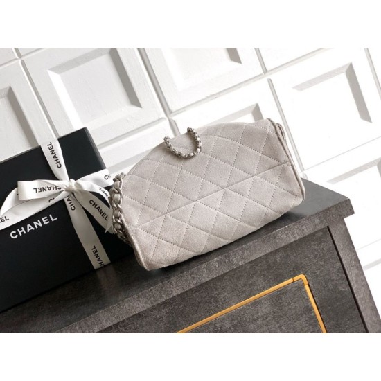 Qualità superiore Replica Borse Chanel 25 Mini Hobo AS5631 pelle di vitello scamosciata Grigio Imitazione Outlet