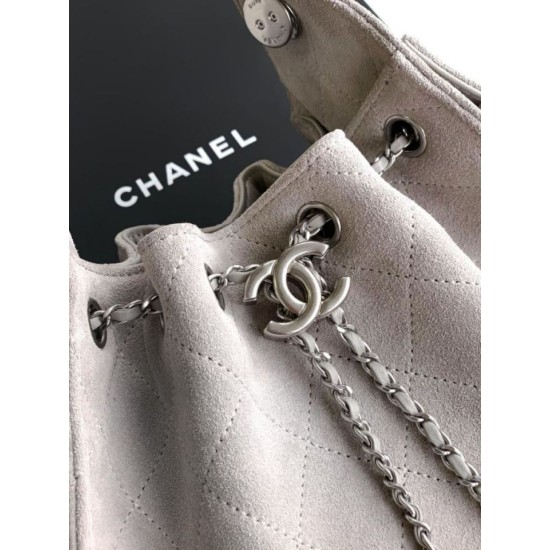 Qualità superiore Replica Borse Chanel 25 Mini Hobo AS5631 pelle di vitello scamosciata Grigio Imitazione Outlet