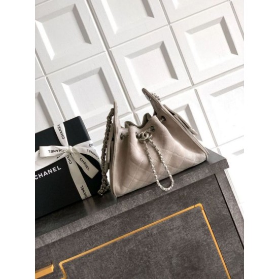 Qualità superiore Replica Borse Chanel 25 Mini Hobo AS5631 pelle di vitello scamosciata Grigio Imitazione Outlet