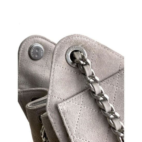 Qualità superiore Replica Borse Chanel 25 Mini Hobo AS5631 pelle di vitello scamosciata Grigio Imitazione Outlet