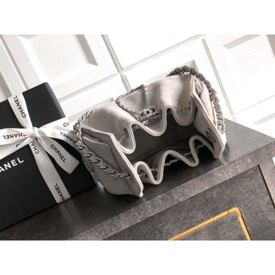 Qualità superiore Replica Borse Chanel 25 Mini Hobo AS5631 pelle di vitello scamosciata Grigio Imitazione Outlet