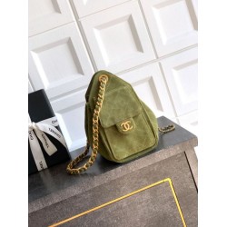 Qualità superiore Replica Borse Chanel 25 Mini Hobo AS5631 pelle di vitello scamosciata Verde Imitazione Outlet