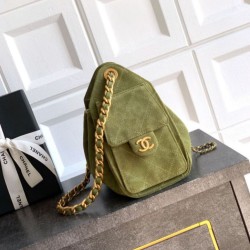 Qualità superiore Replica Borse Chanel 25 Mini Hobo AS5631 pelle di vitello scamosciata Verde Imitazione Outlet