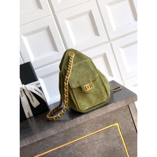 Qualità superiore Replica Borse Chanel 25 Mini Hobo AS5631 pelle di vitello scamosciata Verde Imitazione Outlet