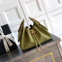 Qualità superiore Replica Borse Chanel 25 Mini Hobo AS5631 pelle di vitello scamosciata Verde Imitazione Outlet